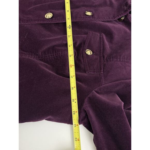 EUC Chicos Purple Velvet Jacket Blazer Gold Buttons Size 2 Large 12 - Picture 8 of 15